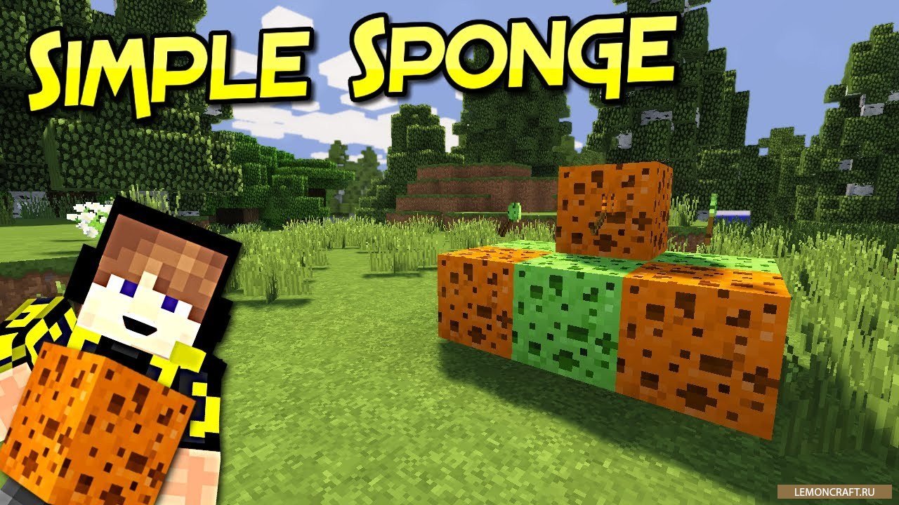 Мод на супер впитывающие губки Simple Sponge [1.13.2] [1.12.2] [1.11.2] [1.10.2]